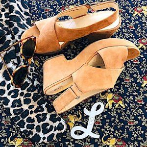Tan Suede Sling-Back Chunky Heels